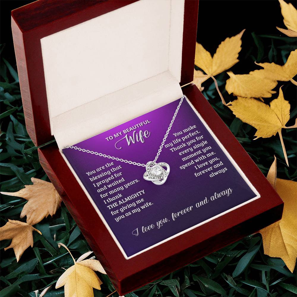 Love Knot Necklace - To My Beautiful Wife Love Knot Necklace