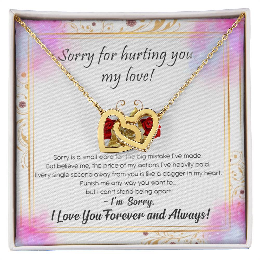 Sorry For Hurting You My Love Interlocking Hearts Necklace