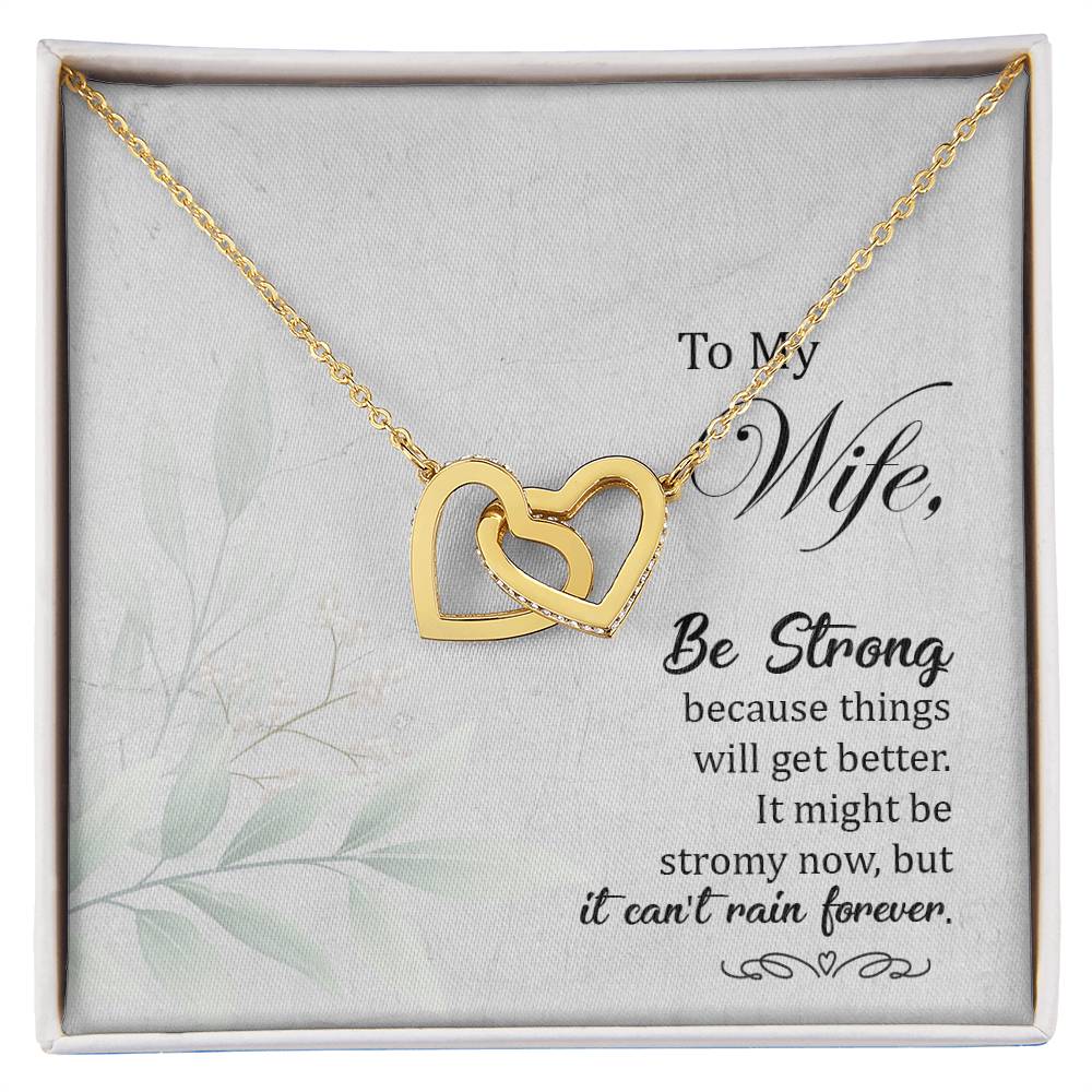 Gift For Wife - Be Strong Necklace Interlocking Hearts Necklace