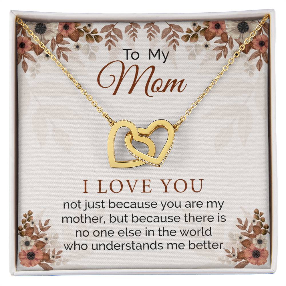 Gifts For Mom From Daughter Interlocking Hearts Necklace
