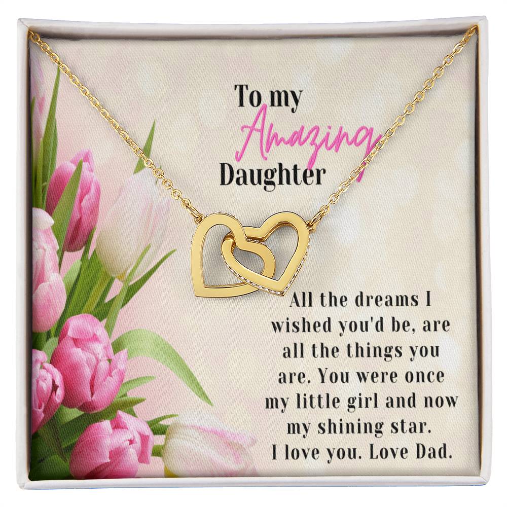 A Graduation Gift From Dad-Two Hearts Necklace-To My Amazing Daughter Interlocking Hearts Necklace