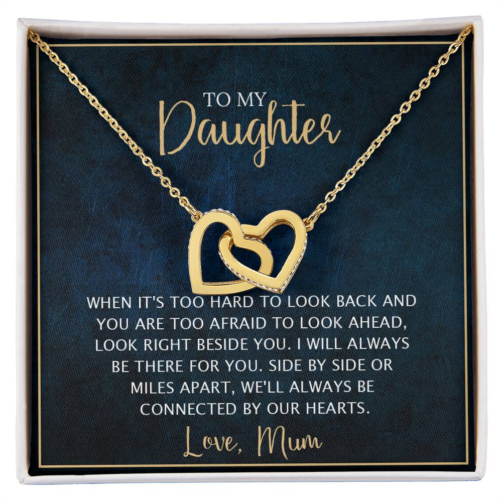 To My Daughter - Unique Heart Bonding Necklace Gift Set Interlocking Hearts Necklace