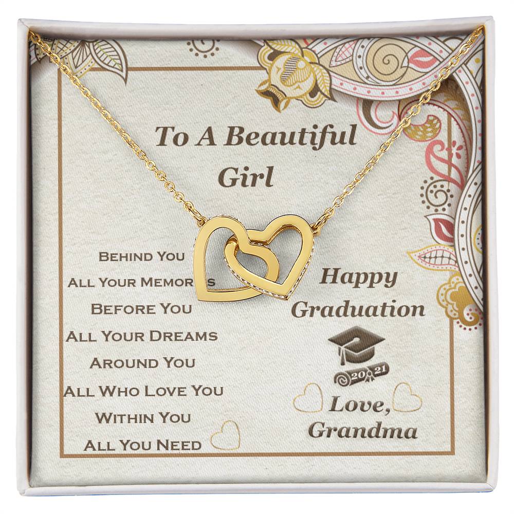 Interlocking Heart Necklace For Granddaughter Graduation Gift Interlocking Hearts Necklace