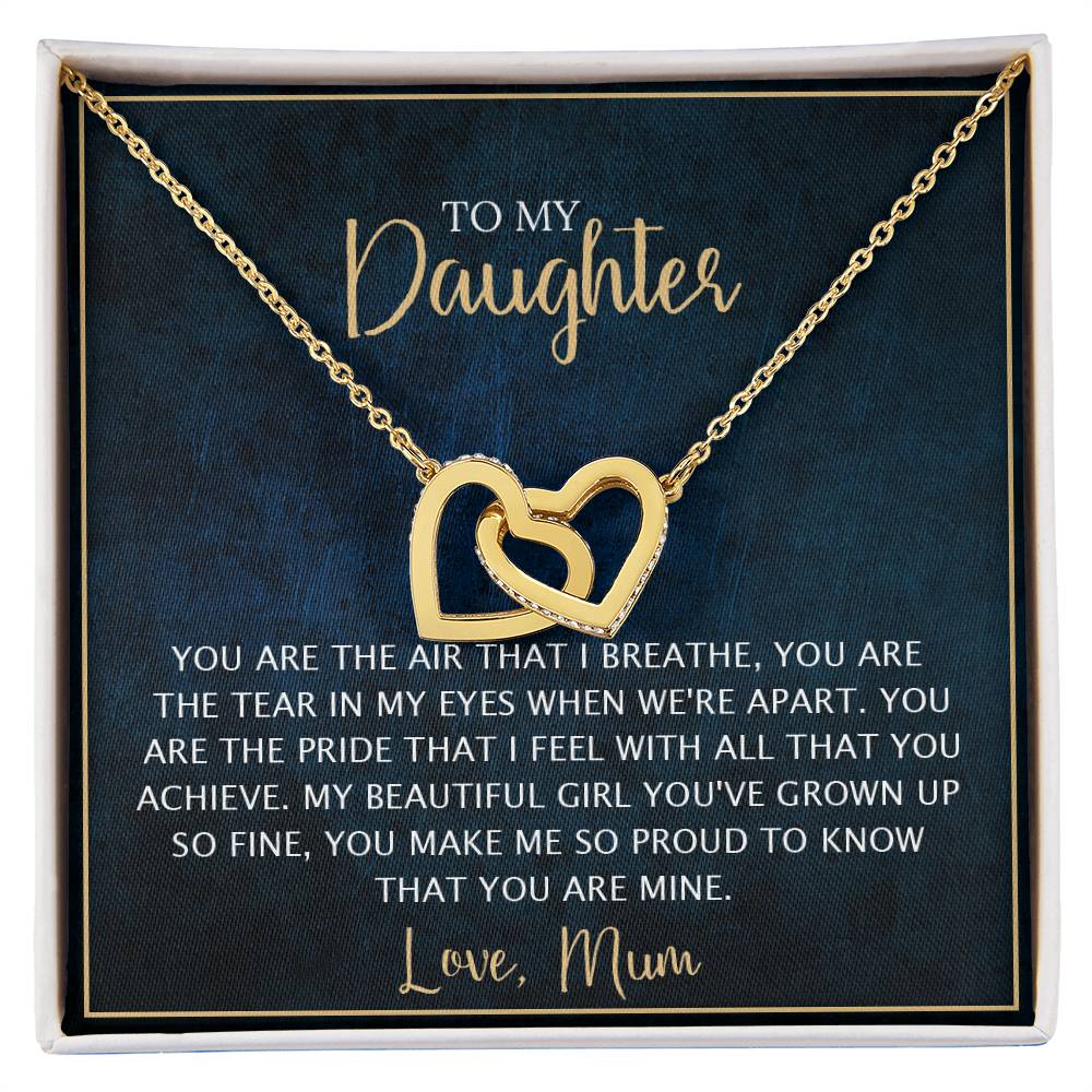 To My Daughter - Unique Heart Bonding Necklace Gift Set Interlocking Hearts Necklace