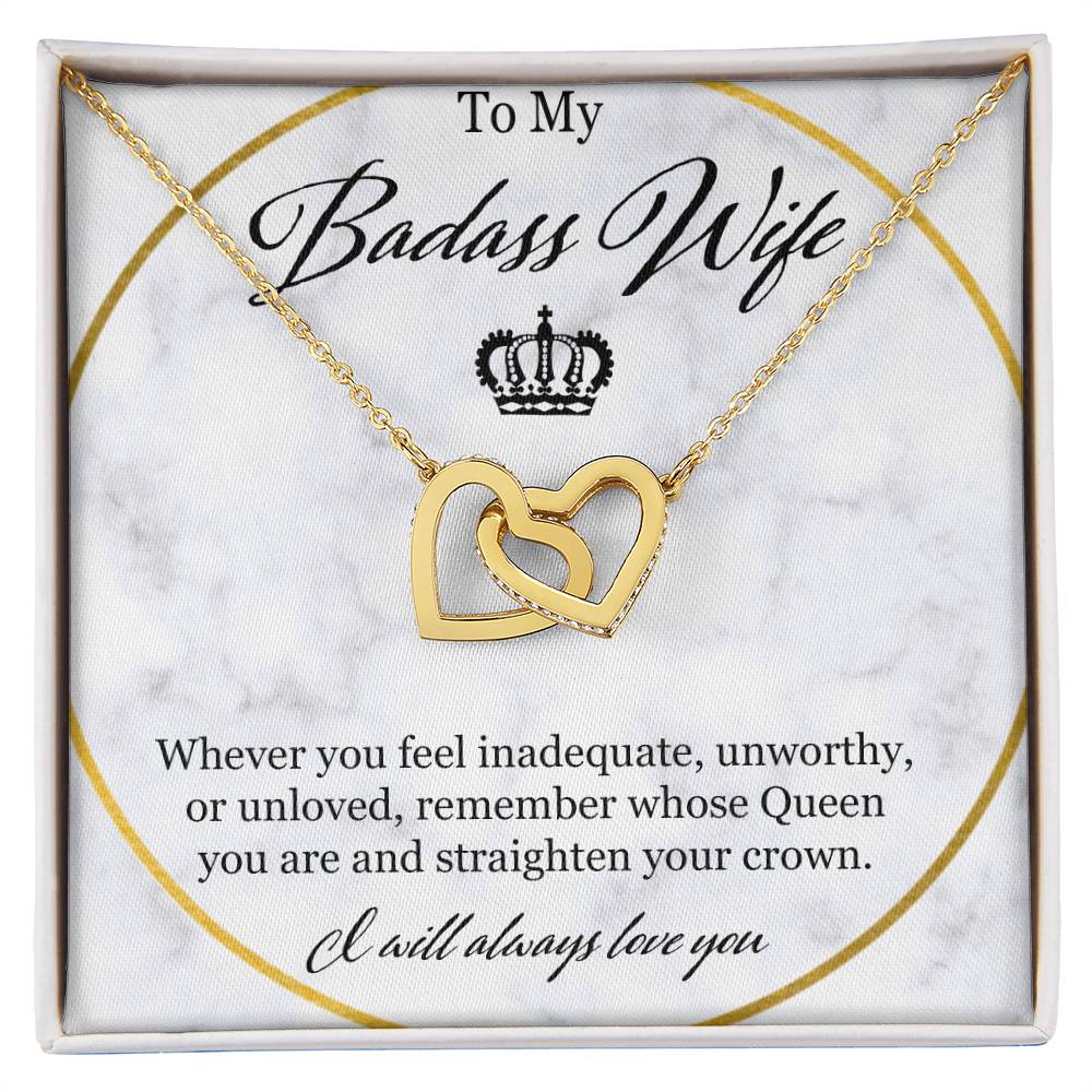 To My Badass Wife Interlocking Hearts Necklace