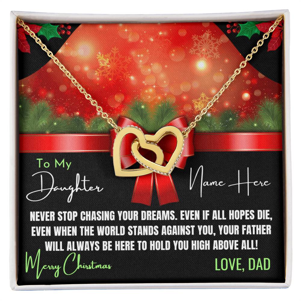 Artistic Christmas Necklace For Daughter Personalized Interlocking Hearts Necklace