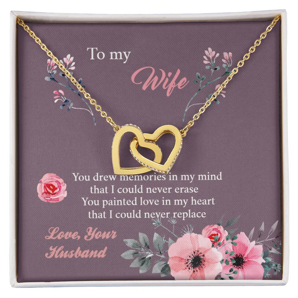 To My Wife - Memories Paint Heart - Necklace Interlocking Hearts Necklace