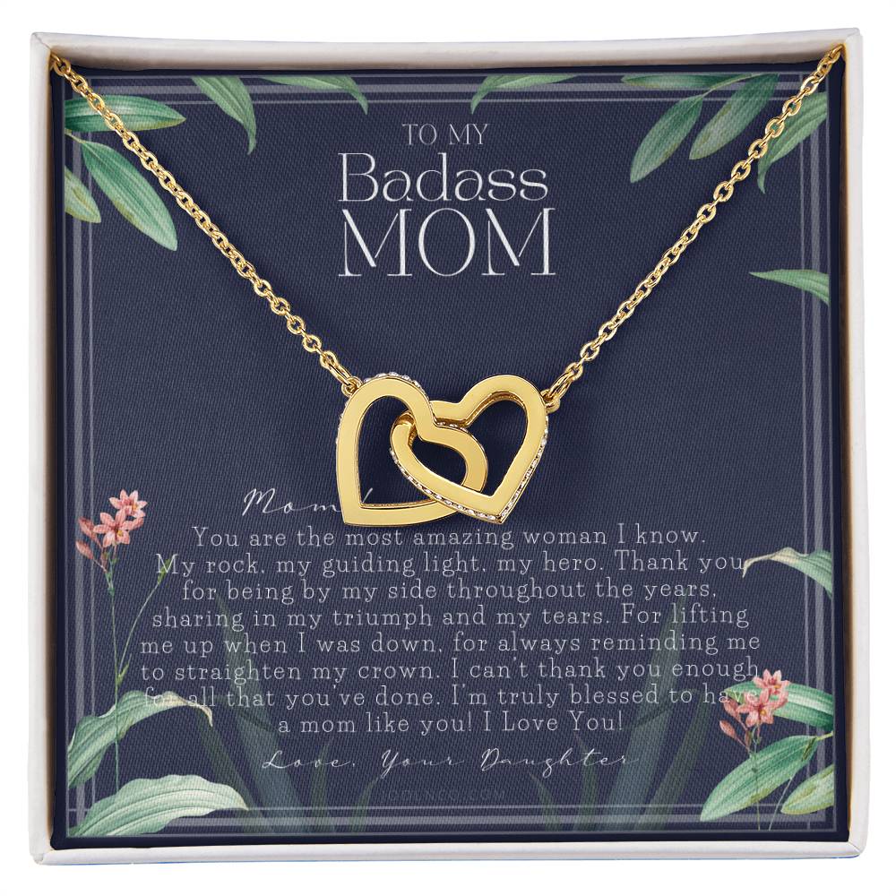 To My Badass Mom Necklace Mother’S Day Gift Daughter To Mom Gift Gift From Daughter To Mom On Wedding Day Mom Gift Birthday Gift Interlocking Hearts Necklace