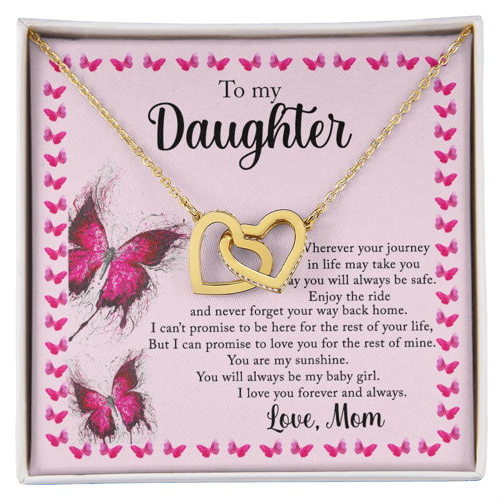 To My Daughter - I Love You Forever And Always - Love Mom Interlocking Hearts Necklace