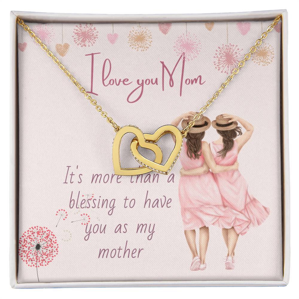 I Love You Mom Necklace Mom Necklace Mom Birthday Gift Mothers Necklace Gift Interlocking Hearts Necklace
