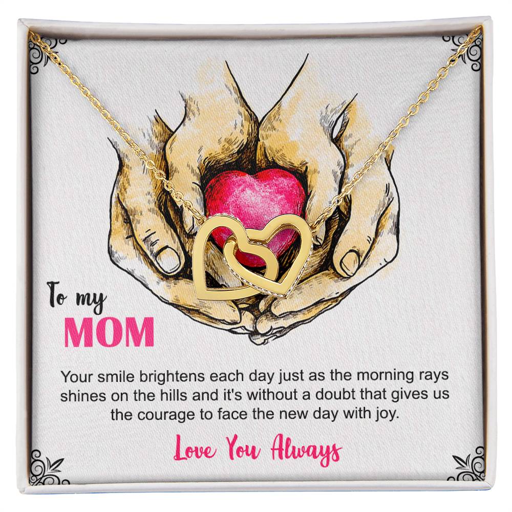 To My Mom Your Smile Love You Always Interlocking Hearts Necklace