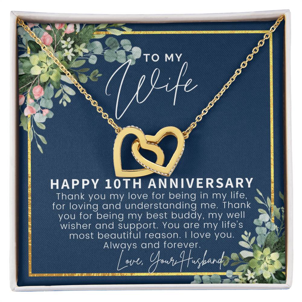 10 Year Anniversary Gift For Wife 10 Year Anniversary Gifts 10Th Wedding Anniversary Gift For Her Interlocking Hearts Necklace
