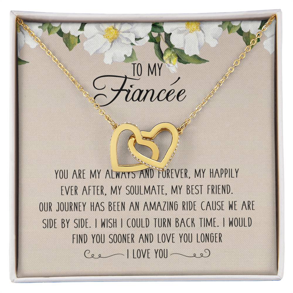 To My Fiancée Interlocking Hearts Necklace Message Card