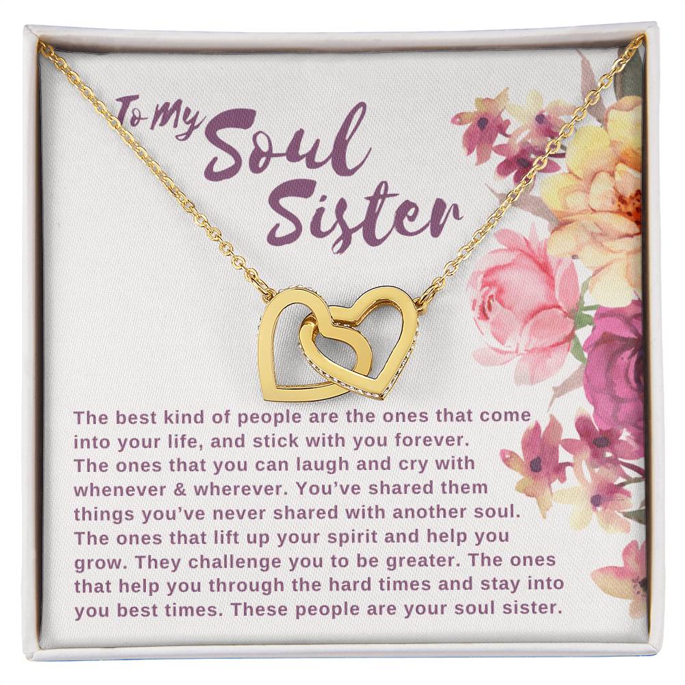 To My Soul Sister Joined Hearts Necklace Interlocking Hearts Necklace