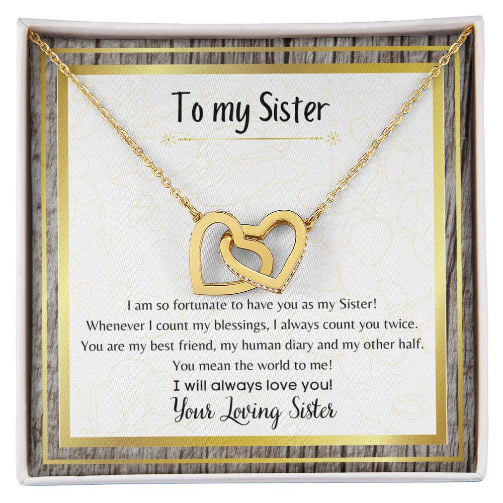 To My Sister Interlocking Hearts Necklace