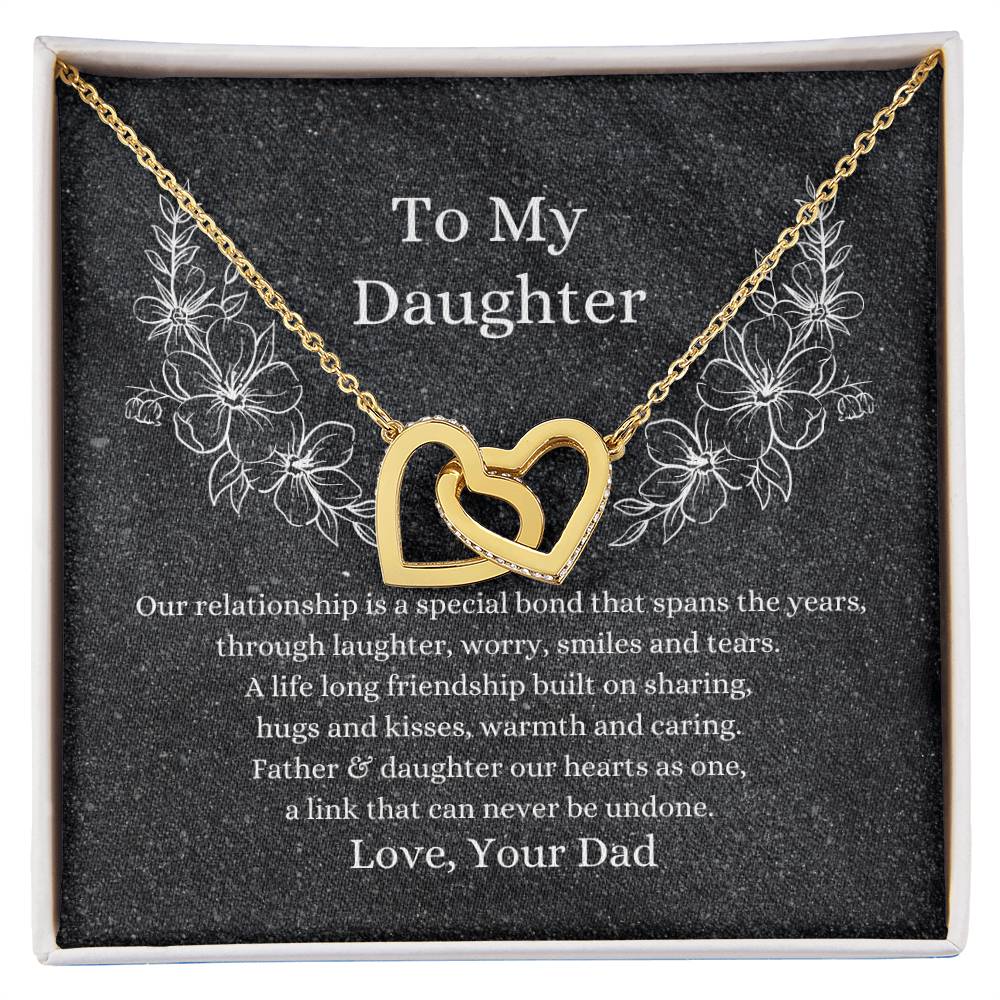 Father To Daughter Hearts As One Necklace Interlocking Hearts Necklace