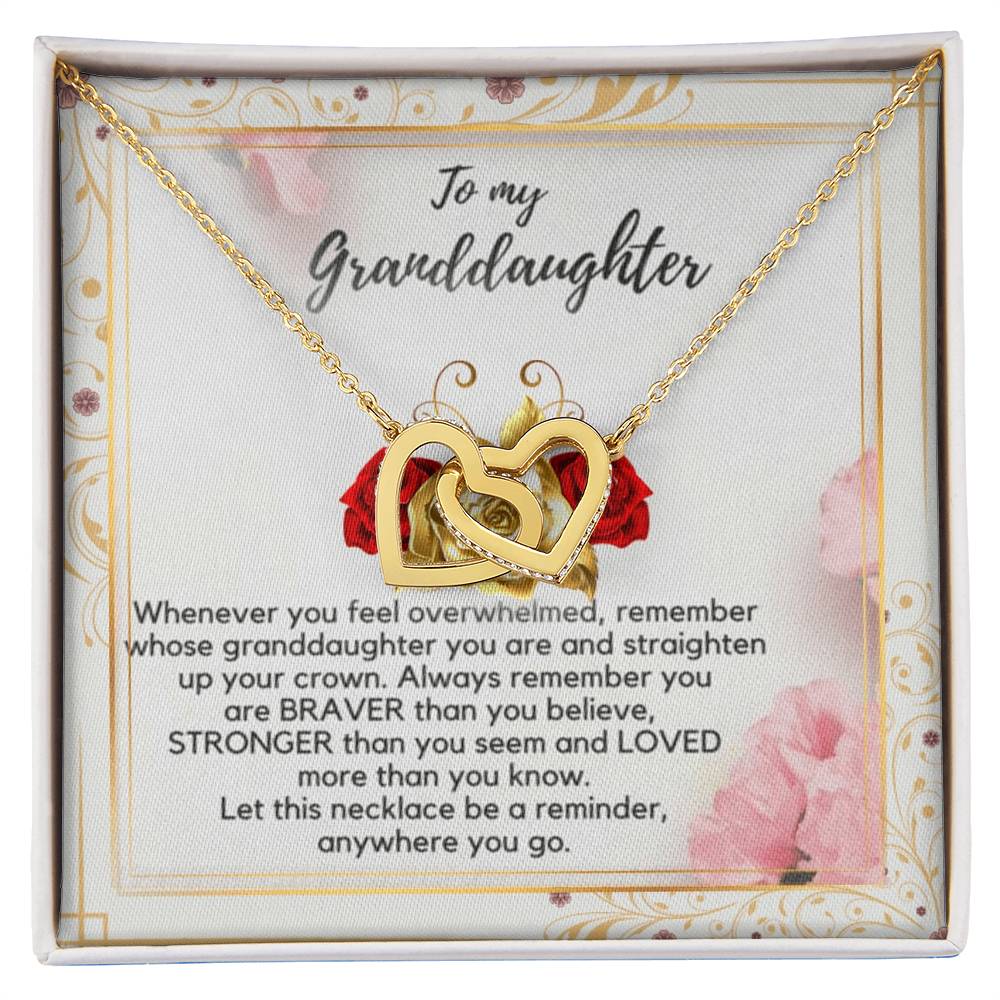 To My Granddaughter Necklace Interlocking Hearts Necklace