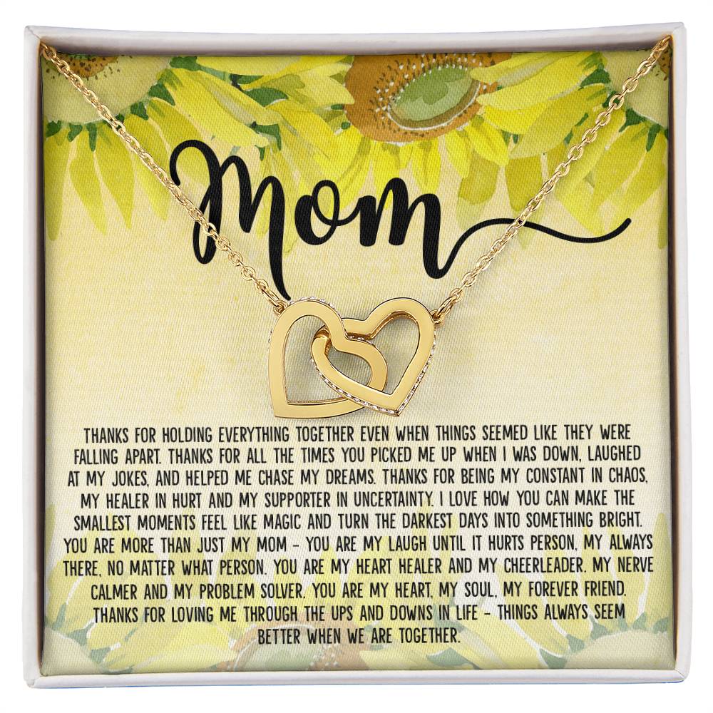 Mom - Things Always Seem Better When We Are Together Interlocking Hearts Necklace