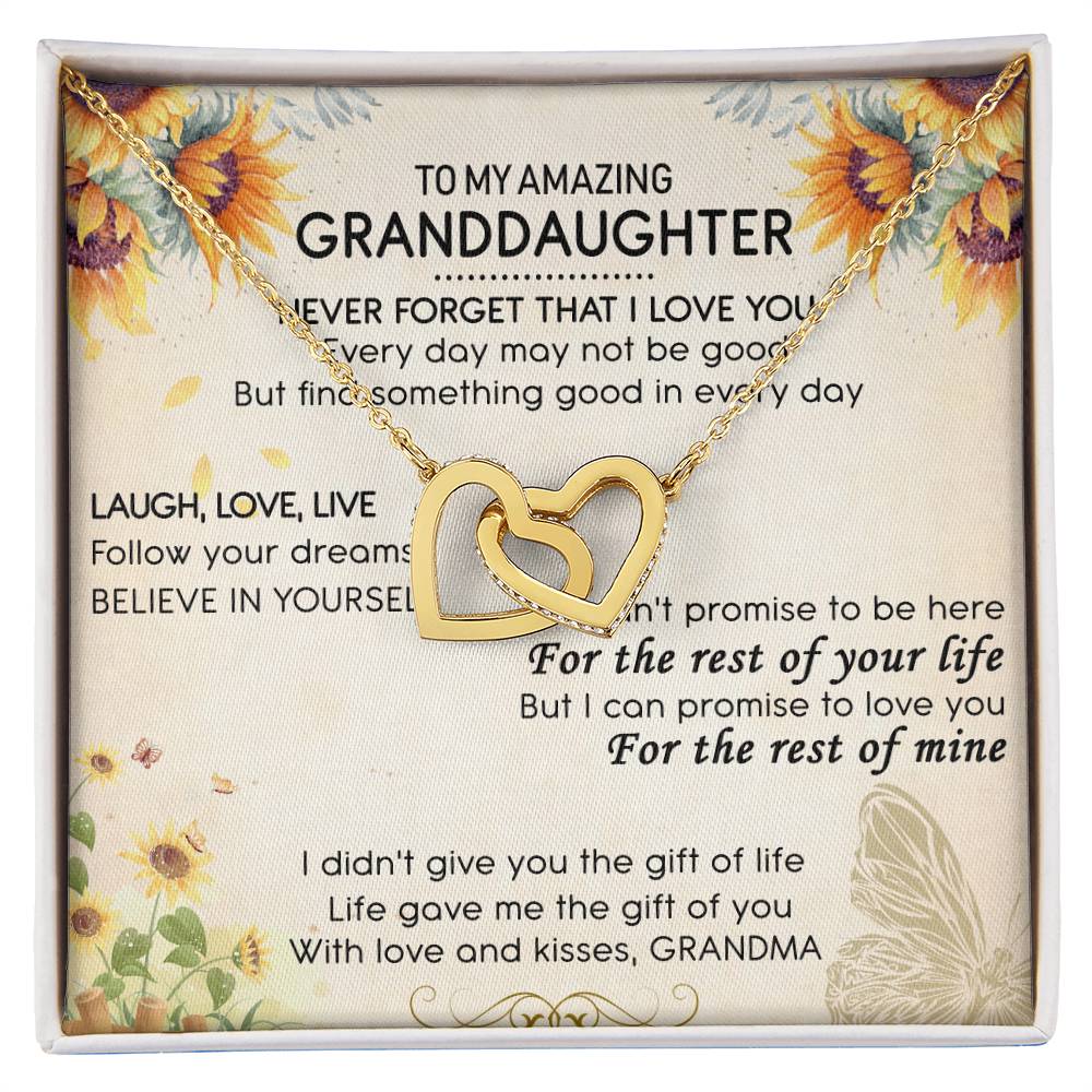 To My Amazing Granddaughter Interlocking Hearts Necklace Message Card