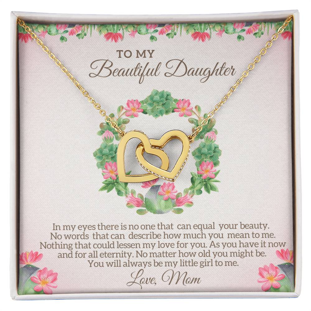To My Beautiful Daughter - My Little Girl To Me Interlocking Hearts Necklace