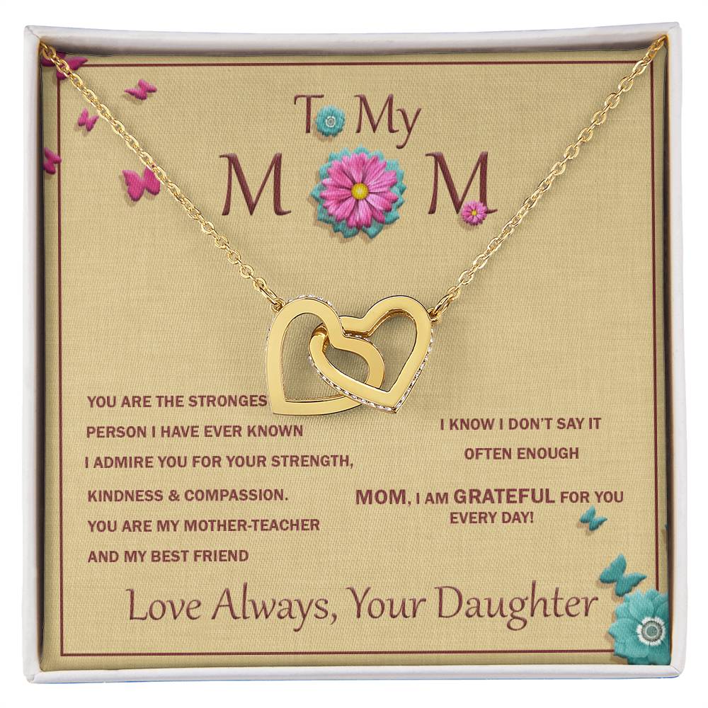 Interlocking Heart Necklace For Mother With Message Card Interlocking Hearts Necklace