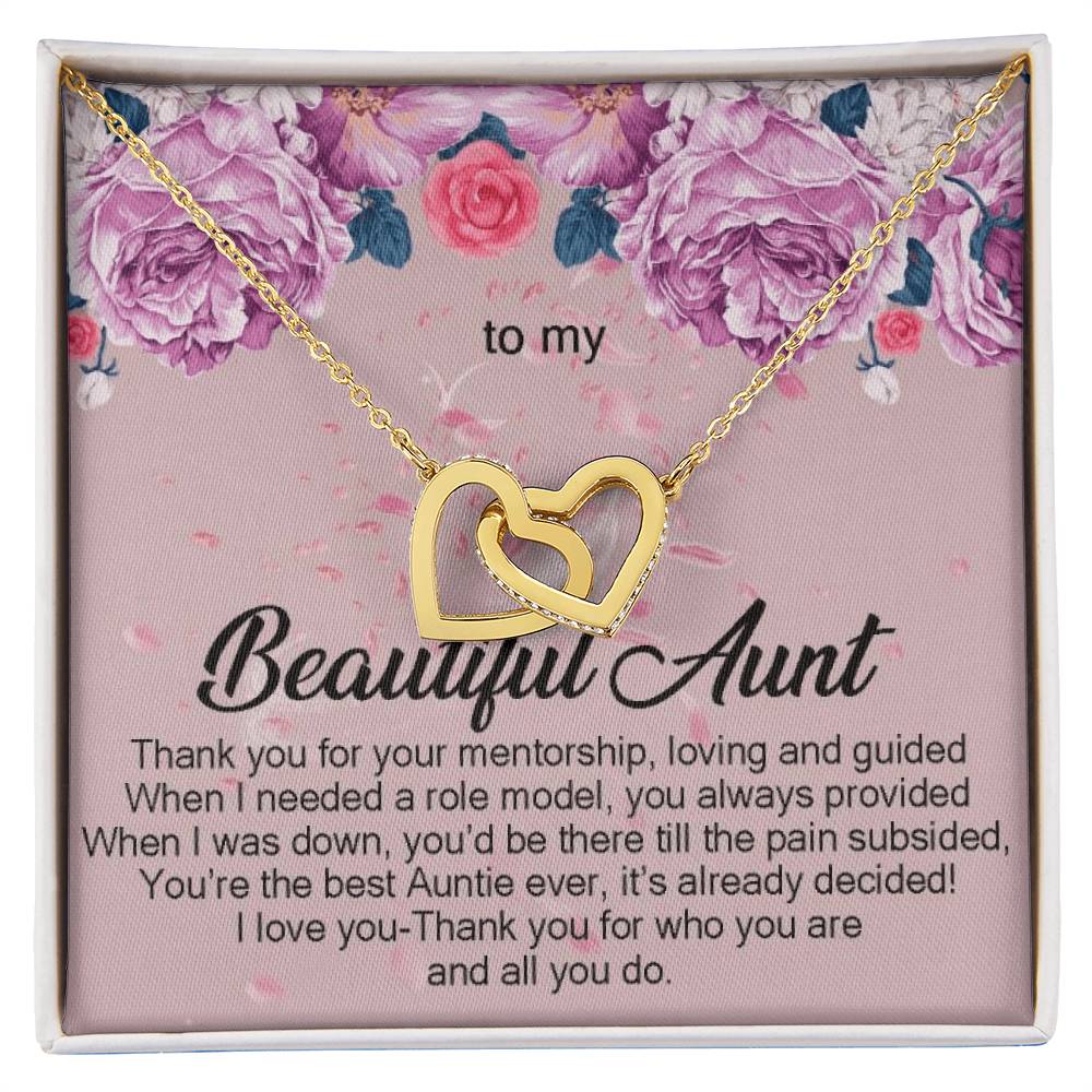 To My Beautiful Aunt Necklace Gift Auntie Interlocking Hearts Necklace Aunt Jewelry Aunt Appreciation Gift For Aunt Auntie Gift