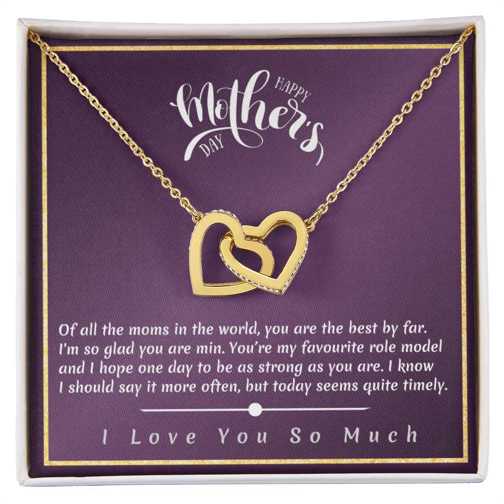 Mother'S Day - I'M So Glad You Are Min Interlocking Hearts Necklace