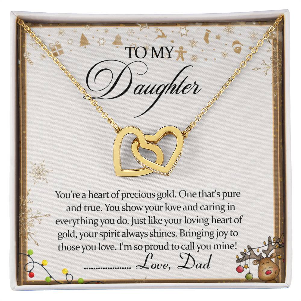 To My Daughter Interlocking Hearts Necklace Message Card