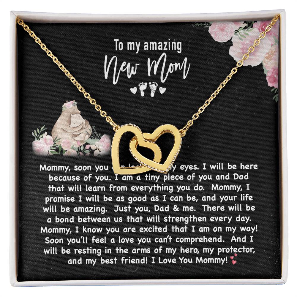 New Mom Double Heart Forever Love Necklace Interlocking Hearts Necklace