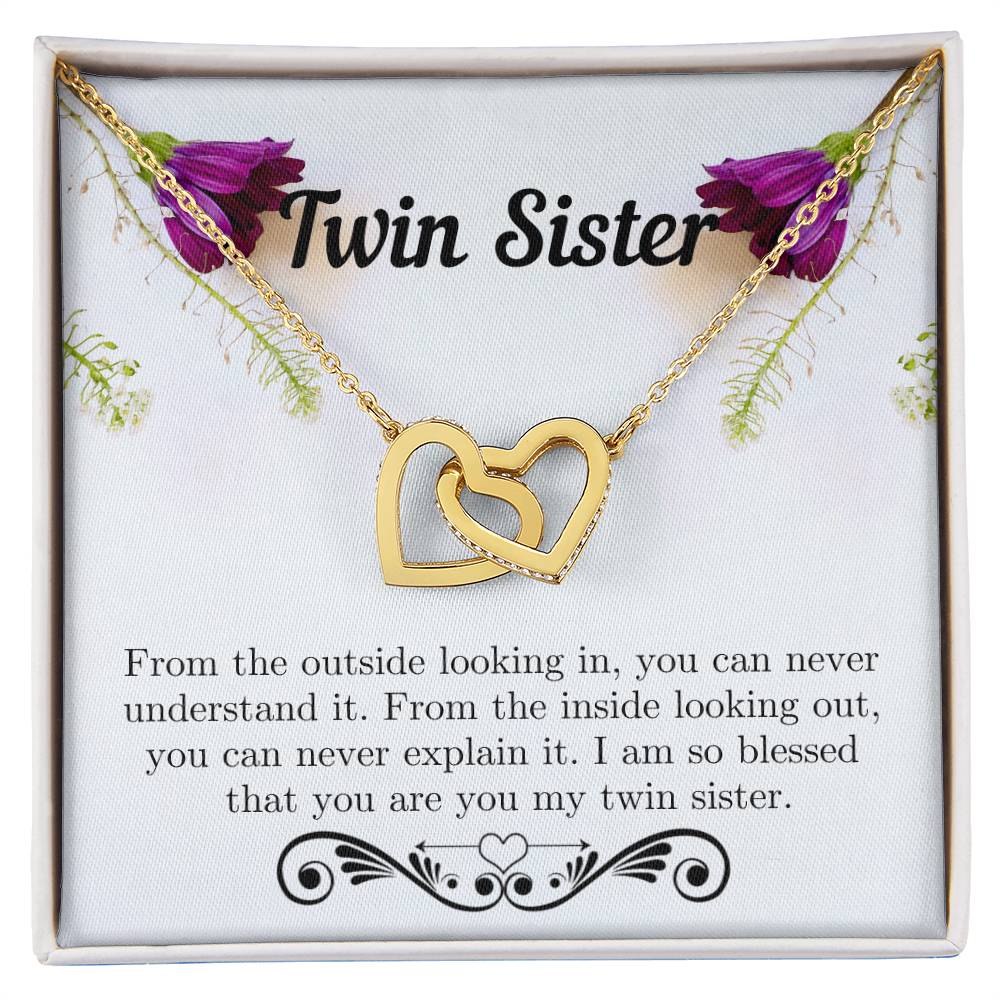 Twin Sister Necklace Interlocking Hearts Necklace