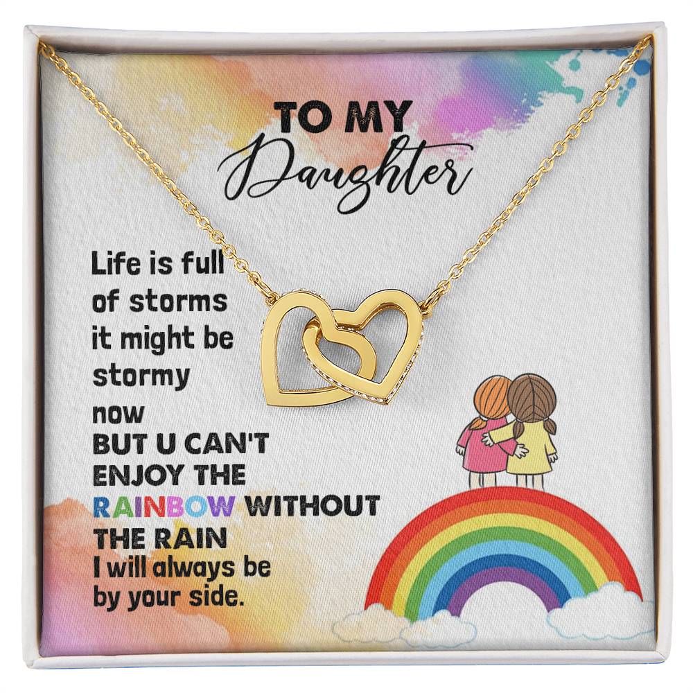 To My Daughter Necklace From Mother Life Is Full Of Storm Interlocking Hearts Necklace