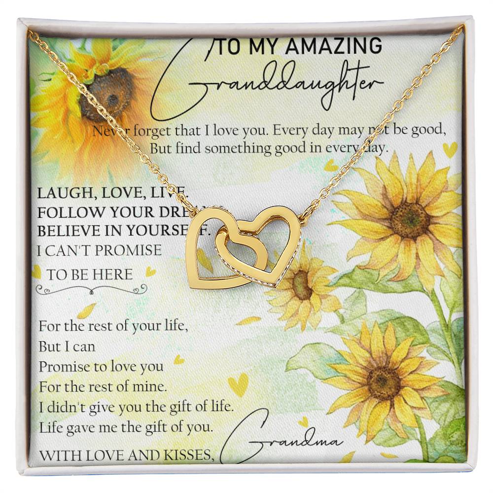 To My Amazing Granddaughter Interlocking Hearts Necklace Message Card