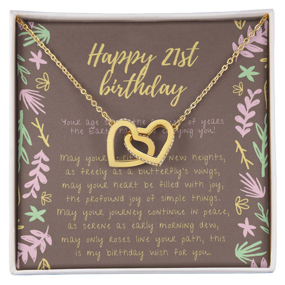 Happy 21St Birthday Necklace 21St Birthday Gift For Her 21St Birthday Gift For Women 21St Birthday Gift Necklace Happy 21St Birthday Friend 21St Birthday Gift 21 Interlocking Hearts Necklace