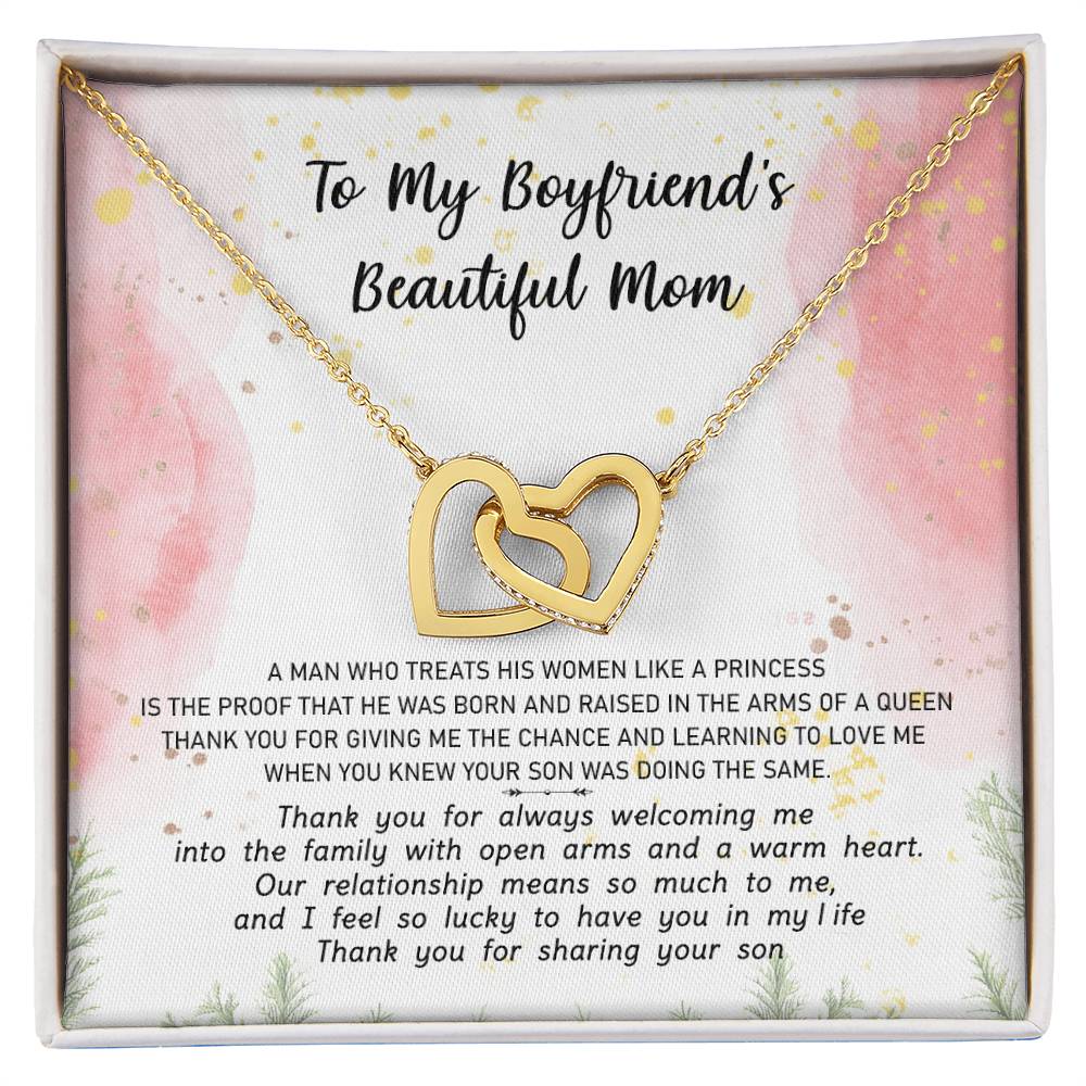 Gift For Boyfriend'S Mom - The Arms Of A Queen 2 - Interlocking Interlocking Hearts Necklace