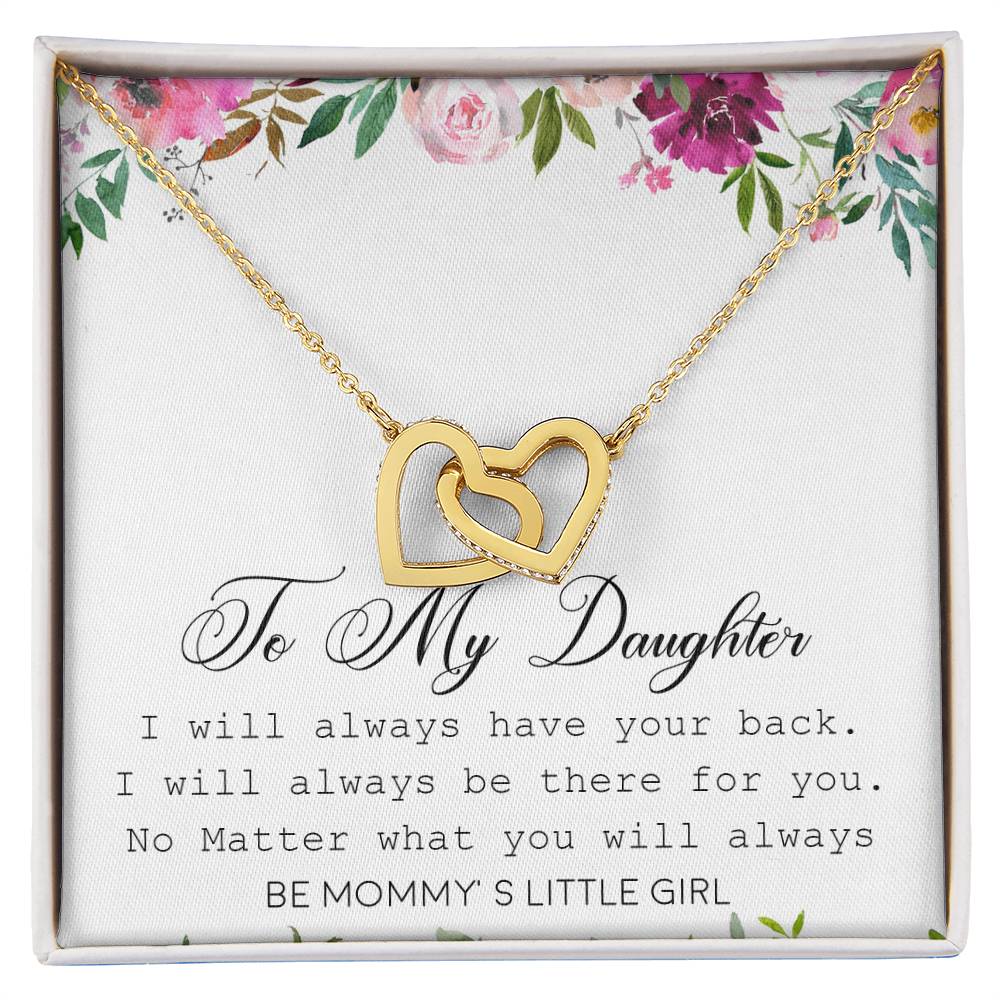 To My Daughter Interlocking Hearts Necklace Message Card