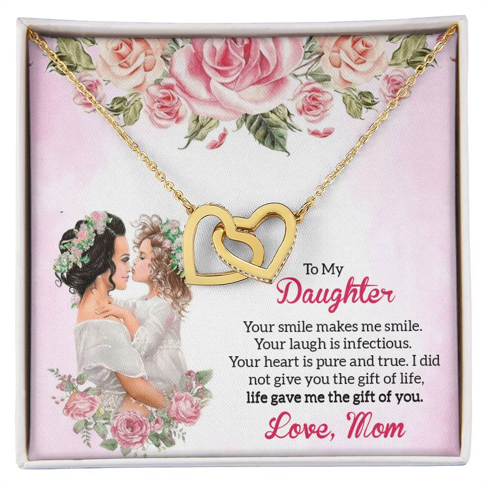 Forever Bonding Heart Necklace Gift Set - To My Daughter Interlocking Hearts Necklace
