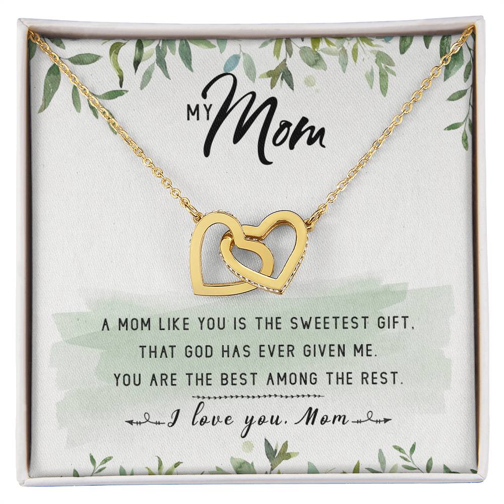 My Mom Interlocking Hearts Necklace Message Card