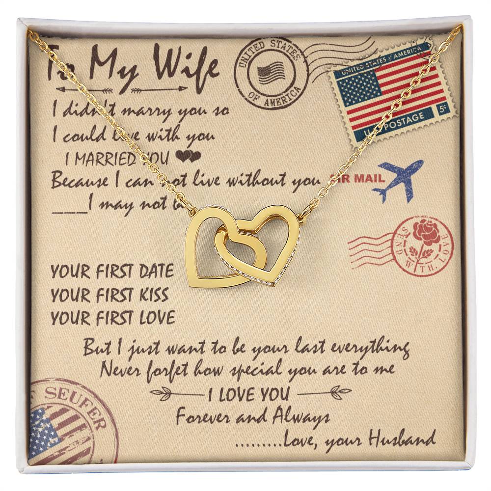 To My Wife Interlocking Hearts Necklace Message Card