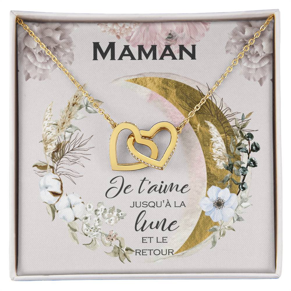 Cadeau Pour Maman Je T'Aime Jusqu'À La Lune Et Back Collier Pour Maman Cadeau De La Fille À La Mère Cadeau De Fête Des Mères Bijoux Pour Femmes Gift For Mom French Interlocking Hearts Necklace