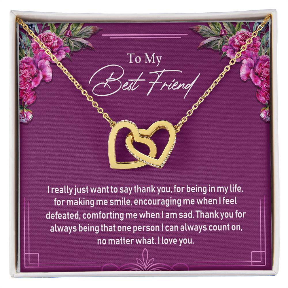 To My Best Friend Interlocking Hearts Necklace Birthday Gift