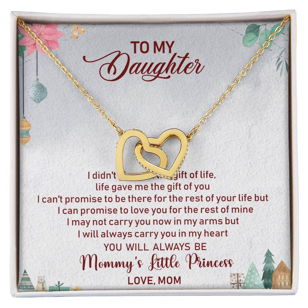 To My Daughter Interlocking Hearts Necklace Message Card