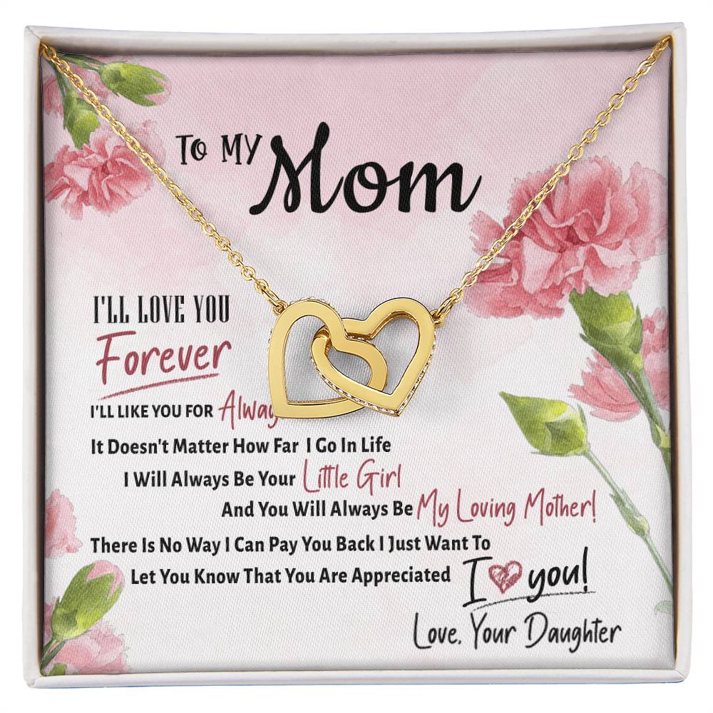 Interlocking Hearts To My Mom I'Ll Love You Forever I'Ll Like You For Always Interlocking Hearts Necklace