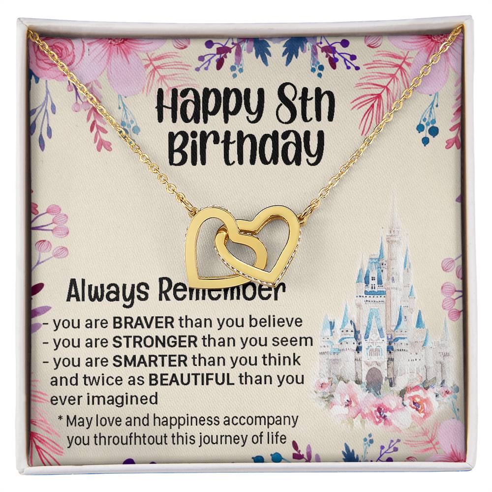 Happy 8Th Birthday Gift For Daughter Gift For 8 Years Old Birthday Teen Girl Daughter Necklace Gift Interlocking Hearts Necklace