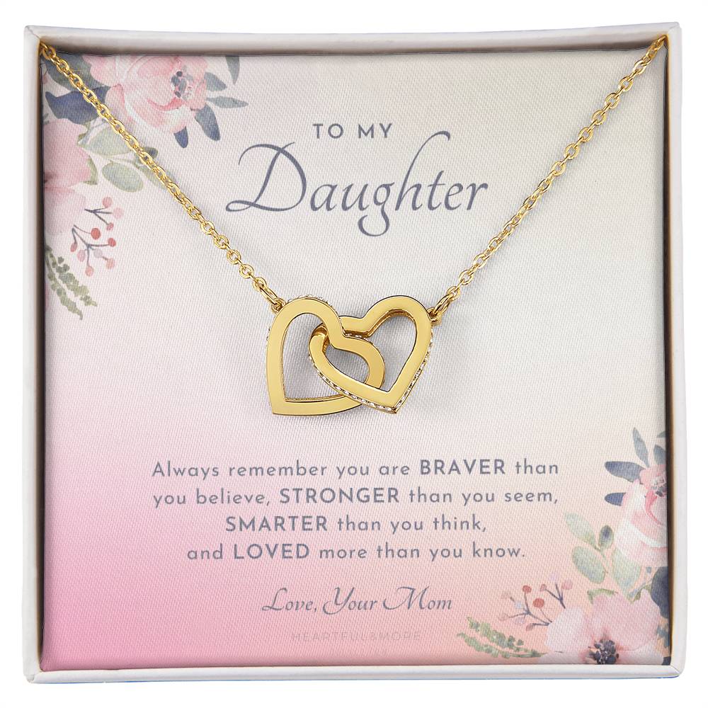 To My Daughter Always Remember Gift For Daughter From Mom Daughter Birthday Graduation Christmas Present Interlocking Hearts Necklace