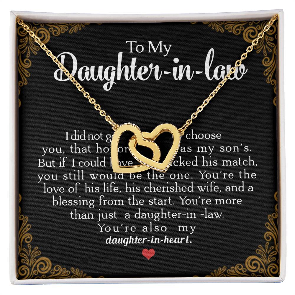 To My Daughter-In-Law You'Re Also My Daughter In Heart Interlocking Hearts Necklace