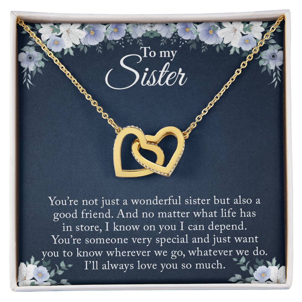 Necklace Sister’S Best Christmas Gift Birthday Gift For Sister To My Little Sister Present For Teenage Sister Gift For Sis Interlocking Hearts Necklace