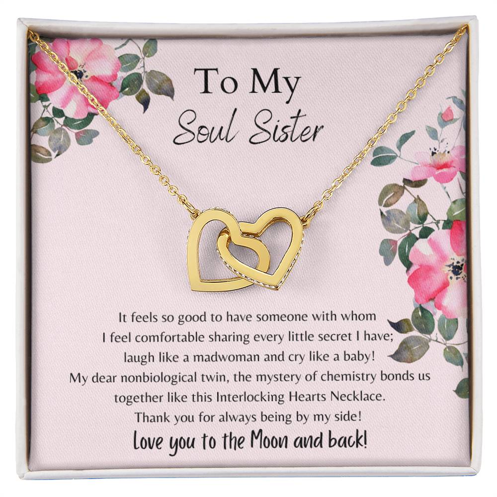 To My Soul Sister Interlocking Hearts Necklace