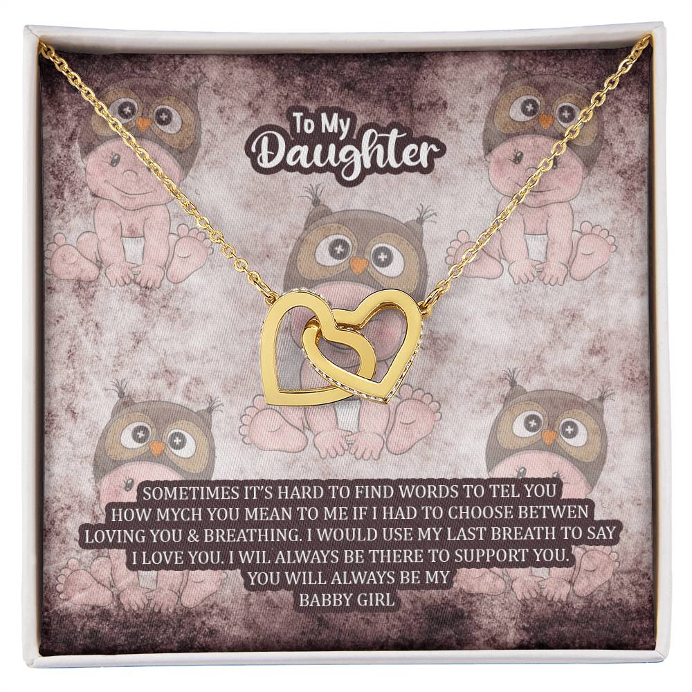 To My Daughter Sometimes It'S Heard To Find Words Interlocking Hearts Necklace