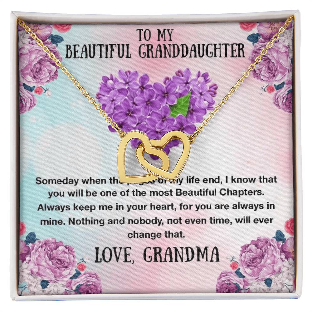 To My Granddaughter Necklace - The Most Beautiful Chapters - Gift For Granddaughter Granddaughter Interlocking Hearts Necklace