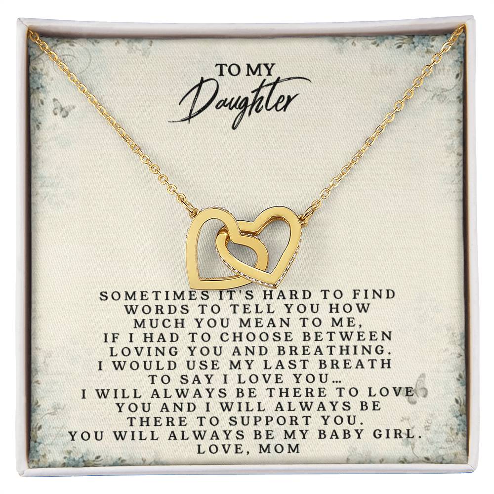 To My Daughte - Love Mom - Interlocking Heart Necklace Interlocking Hearts Necklace